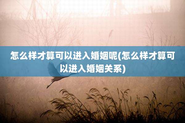 怎么样才算可以进入婚姻呢(怎么样才算可以进入婚姻关系)