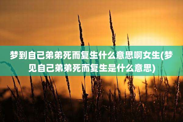 梦到自己弟弟死而复生什么意思啊女生(梦见自己弟弟死而复生是什么意思)