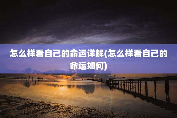 怎么样看自己的命运详解(怎么样看自己的命运如何)