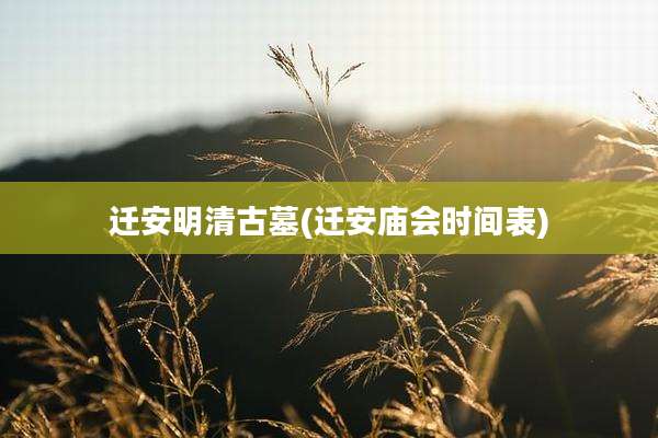 迁安明清古墓(迁安庙会时间表)