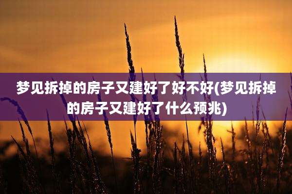 梦见拆掉的房子又建好了好不好(梦见拆掉的房子又建好了什么预兆)