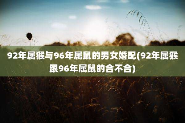 92年属猴与96年属鼠的男女婚配(92年属猴跟96年属鼠的合不合)