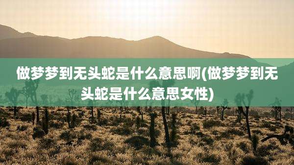 做梦梦到无头蛇是什么意思啊(做梦梦到无头蛇是什么意思女性)