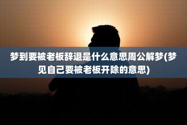 梦到要被老板辞退是什么意思周公解梦(梦见自己要被老板开除的意思)
