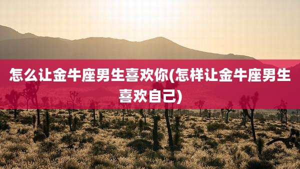 怎么让金牛座男生喜欢你(怎样让金牛座男生喜欢自己)