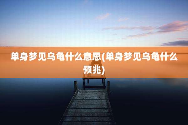 单身梦见乌龟什么意思(单身梦见乌龟什么预兆)