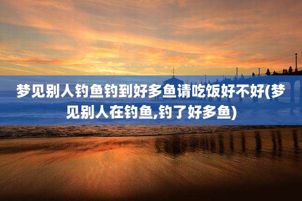 梦见别人钓鱼钓到好多鱼请吃饭好不好(梦见别人在钓鱼,钓了好多鱼)