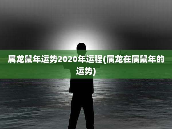 属龙鼠年运势2020年运程(属龙在属鼠年的运势)