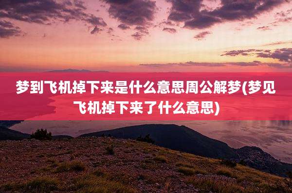梦到飞机掉下来是什么意思周公解梦(梦见飞机掉下来了什么意思)