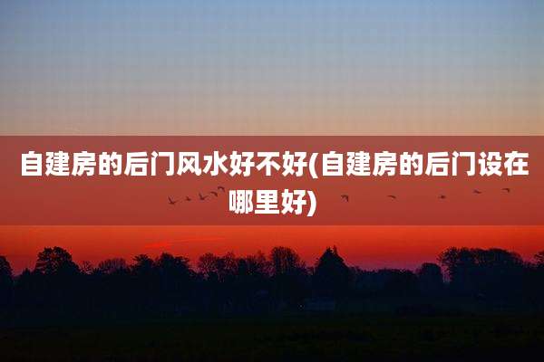 自建房的后门风水好不好(自建房的后门设在哪里好)