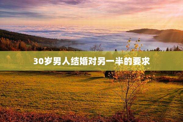 30岁男人结婚对另一半的要求