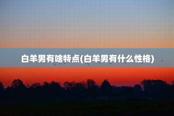 白羊男有啥特点(白羊男有什么性格)