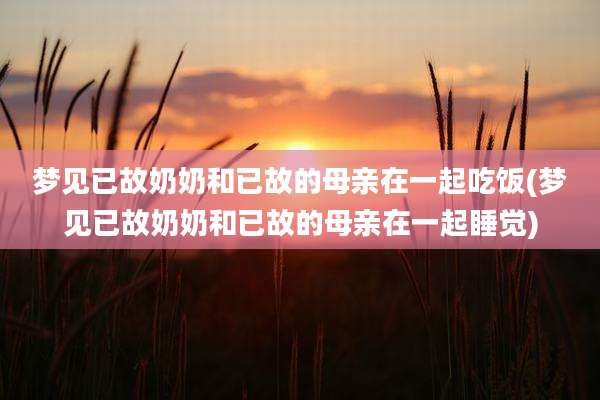 梦见已故奶奶和已故的母亲在一起吃饭(梦见已故奶奶和已故的母亲在一起睡觉)