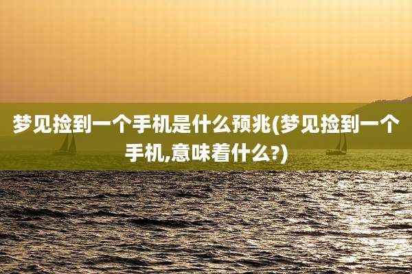 梦见捡到一个手机是什么预兆(梦见捡到一个手机,意味着什么?)