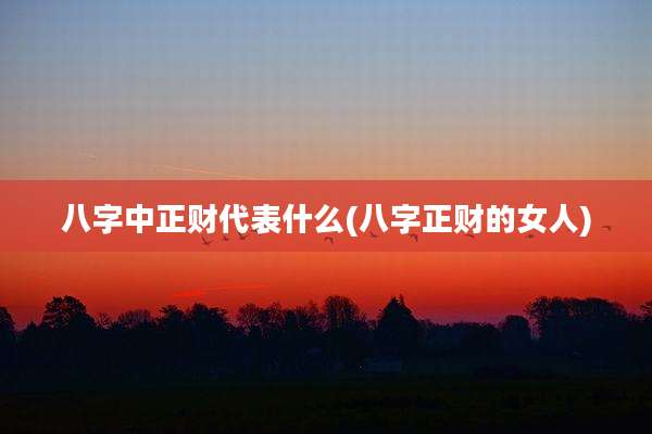 八字中正财代表什么(八字正财的女人)
