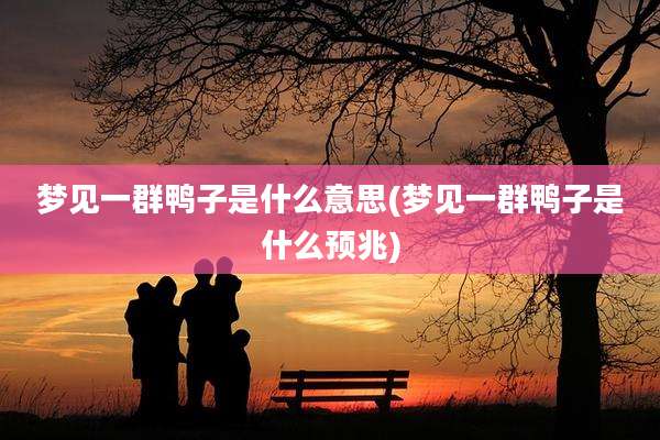 梦见一群鸭子是什么意思(梦见一群鸭子是什么预兆)