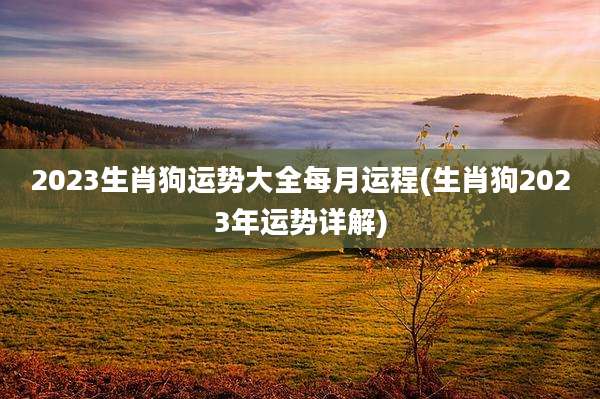 2023生肖狗运势大全每月运程(生肖狗2023年运势详解)