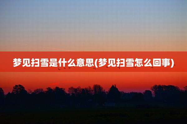 梦见扫雪是什么意思(梦见扫雪怎么回事)