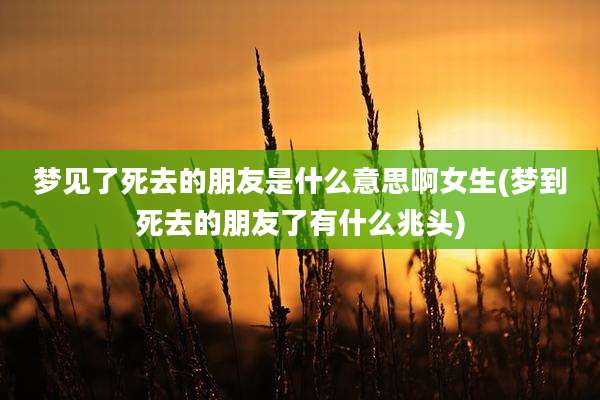 梦见了死去的朋友是什么意思啊女生(梦到死去的朋友了有什么兆头)