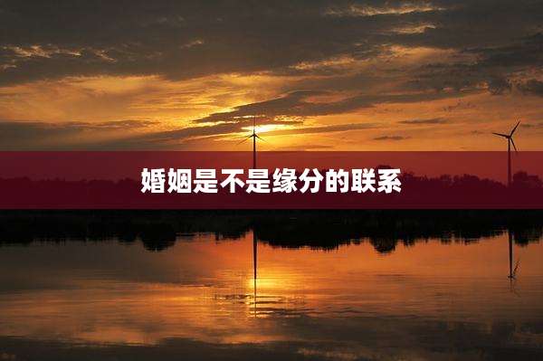 婚姻是不是缘分的联系