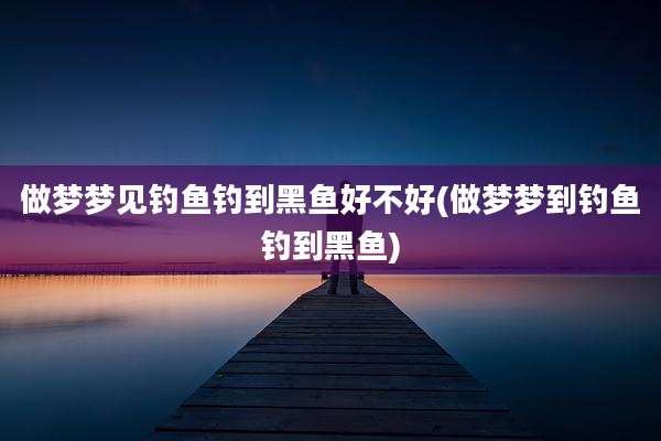 做梦梦见钓鱼钓到黑鱼好不好(做梦梦到钓鱼钓到黑鱼)