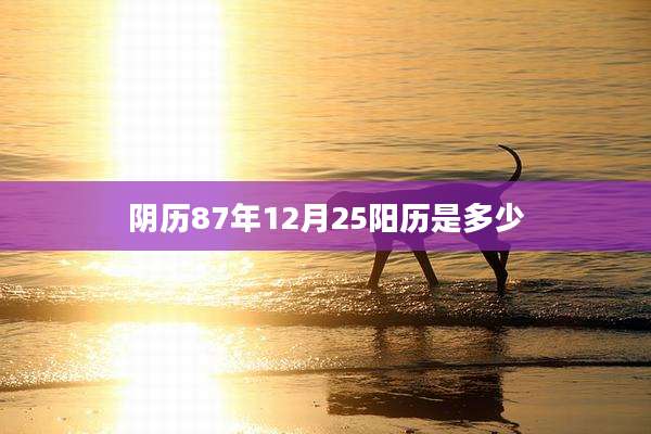 阴历87年12月25阳历是多少