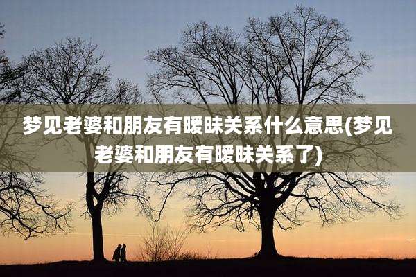梦见老婆和朋友有暧昧关系什么意思(梦见老婆和朋友有暧昧关系了)