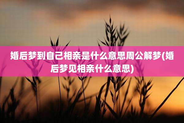 婚后梦到自己相亲是什么意思周公解梦(婚后梦见相亲什么意思)