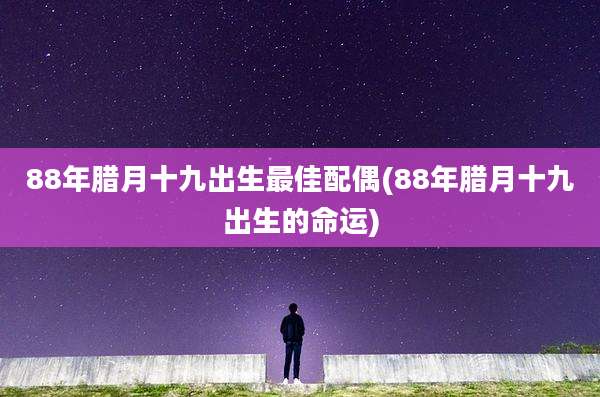 88年腊月十九出生最佳配偶(88年腊月十九出生的命运)