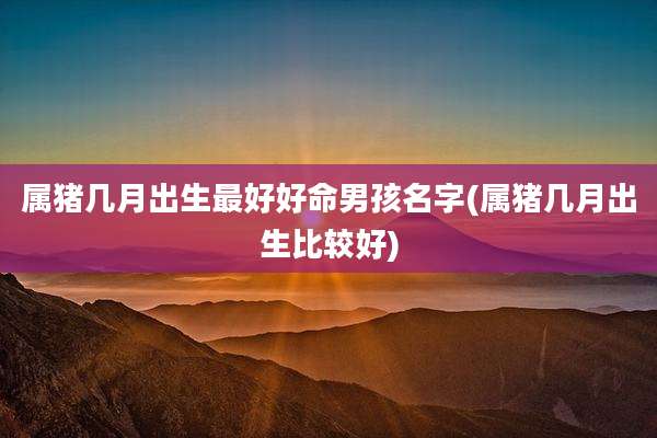 属猪几月出生最好好命男孩名字(属猪几月出生比较好)