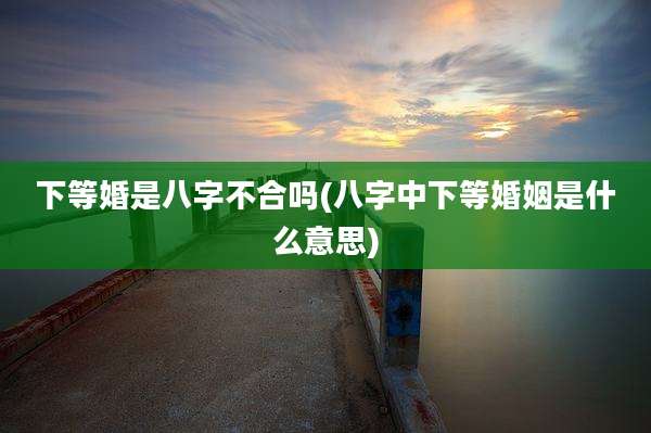 下等婚是八字不合吗(八字中下等婚姻是什么意思)