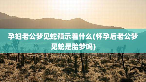 孕妇老公梦见蛇预示着什么(怀孕后老公梦见蛇是胎梦吗)
