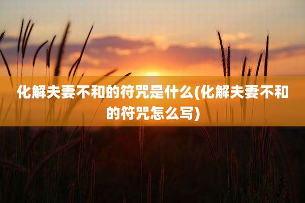 化解夫妻不和的符咒是什么(化解夫妻不和的符咒怎么写)