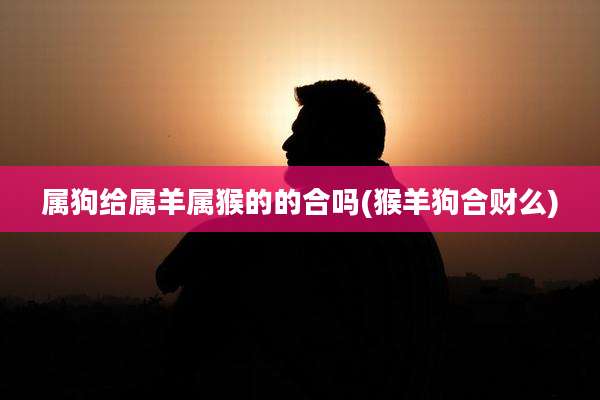 属狗给属羊属猴的的合吗(猴羊狗合财么)