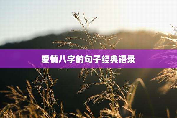 爱情八字的句子经典语录