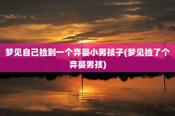 梦见自己捡到一个弃婴小男孩子(梦见捡了个弃婴男孩)