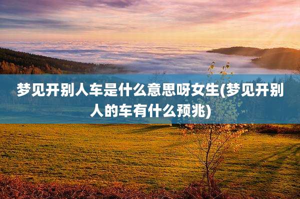 梦见开别人车是什么意思呀女生(梦见开别人的车有什么预兆)