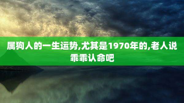 属狗人的一生运势,尤其是1970年的,老人说乖乖认命吧