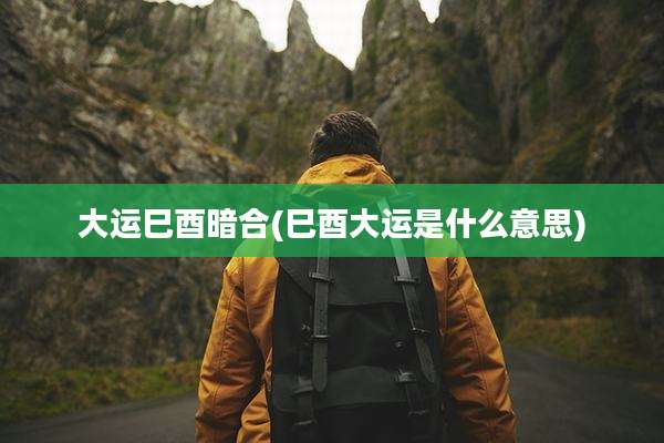 大运巳酉暗合(巳酉大运是什么意思)