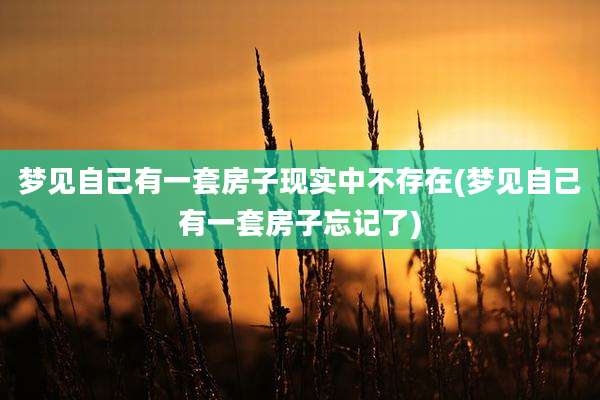 梦见自己有一套房子现实中不存在(梦见自己有一套房子忘记了)