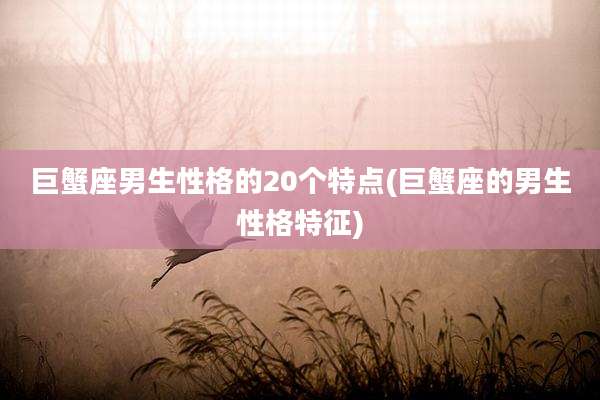 巨蟹座男生性格的20个特点(巨蟹座的男生性格特征)