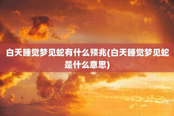 白天睡觉梦见蛇有什么预兆(白天睡觉梦见蛇是什么意思)