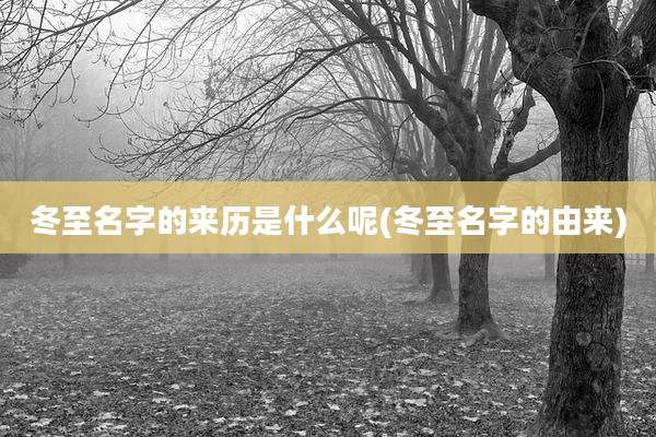 冬至名字的来历是什么呢(冬至名字的由来)