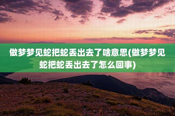 做梦梦见蛇把蛇丢出去了啥意思(做梦梦见蛇把蛇丢出去了怎么回事)