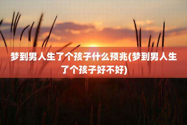 梦到男人生了个孩子什么预兆(梦到男人生了个孩子好不好)