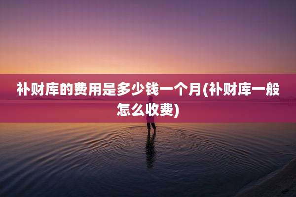 补财库的费用是多少钱一个月(补财库一般怎么收费)