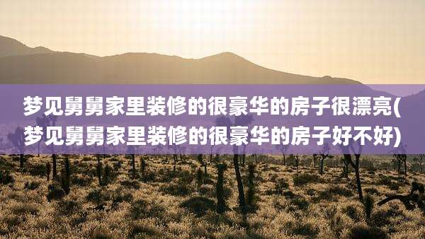 梦见舅舅家里装修的很豪华的房子很漂亮(梦见舅舅家里装修的很豪华的房子好不好)