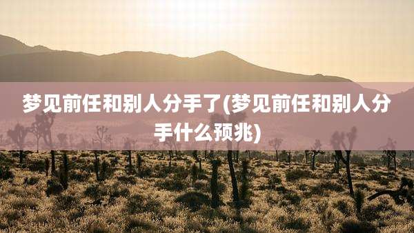 梦见前任和别人分手了(梦见前任和别人分手什么预兆)