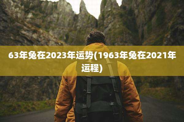 63年兔在2023年运势(1963年兔在2021年运程)