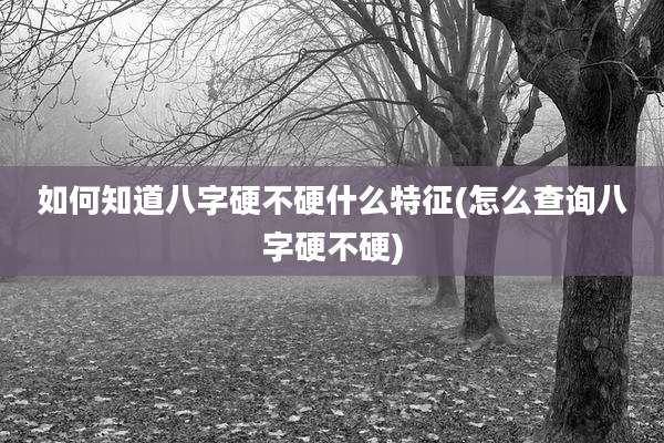 如何知道八字硬不硬什么特征(怎么查询八字硬不硬)